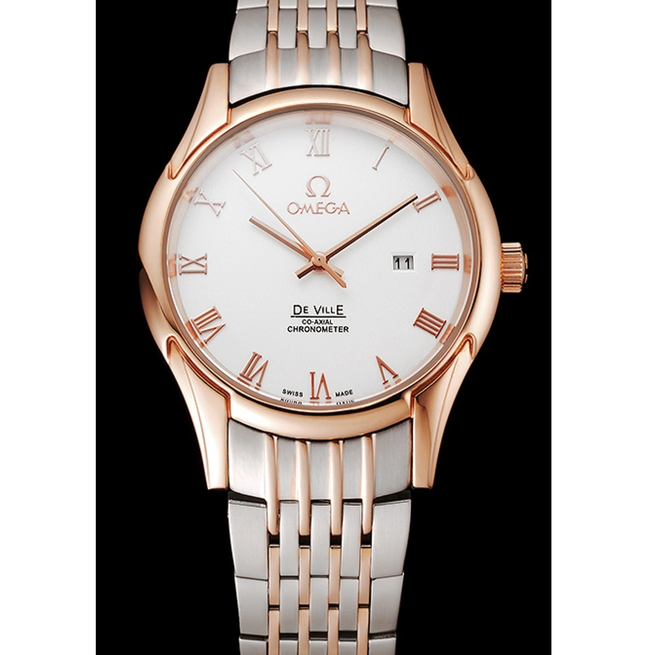 1026 Omega De Ville White Dial Rose Gold Case Two Tone Bracelet 1453781